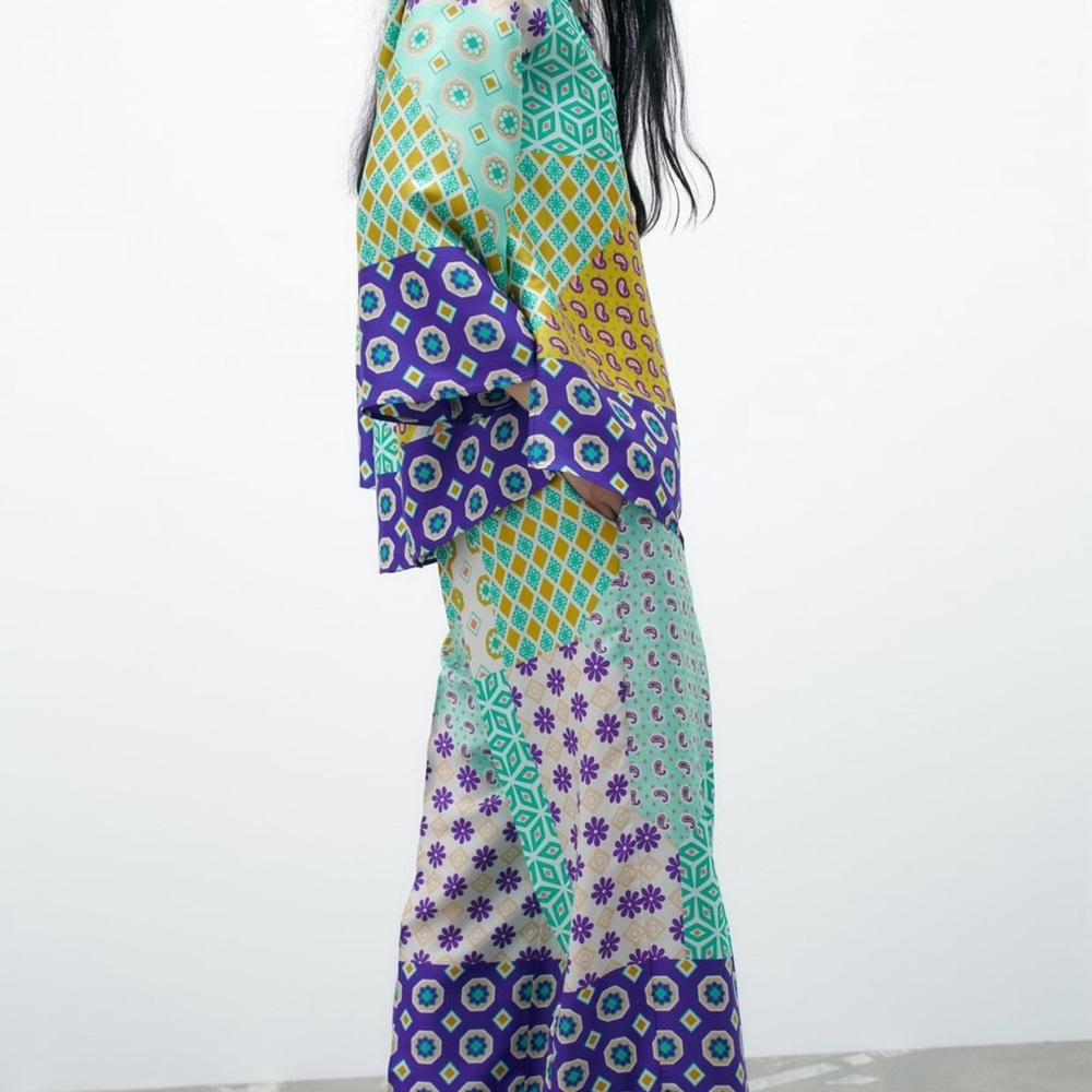 New,   parch work print pant
